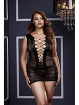 BACI 3130 Ultra Corset Lace Up Cut Out Mini Dress Queen - Black