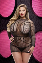 Load image into Gallery viewer, Long Sleeve Open Back Mini Dress LC-56 X (Plus Size) - Black