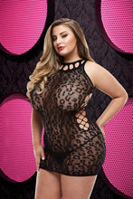 Load image into Gallery viewer, Leopard Lace Mini Dress LC-59 X (Plus Size) - Black
