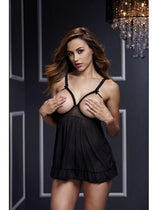 BACI 3104 Peekaboo Babydoll - Black OS