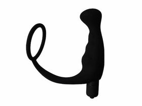 Vibrating P-Gasm Cock Ring Plug - Black