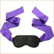 Sub-Mission Silk Blindfold - Black with Lavender Straps