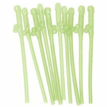 Glow in the Dark Dicky Sipping Straws 10pc