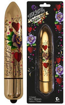 Bullet Gold Metallic Hearts & Roses Vibrator 160mm