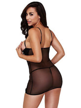Load image into Gallery viewer, BACI 3146 2 Pc Lace &amp; Mesh Show Me Chemise with G-String - Black