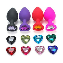 Load image into Gallery viewer, Heart Shaped Pink Silicone Butt Plug with Gem - Small
