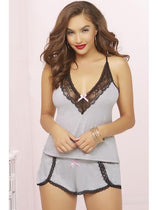 STM 10608 Midnight Dream Cami Set - Grey and Black