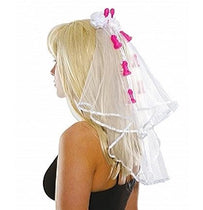 Bachelorette Party Pecker Clip Veil Pink
