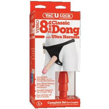 Load image into Gallery viewer, Vac-U-Lock Vibro 8Inch Classic Dong w/ Ultra Harness